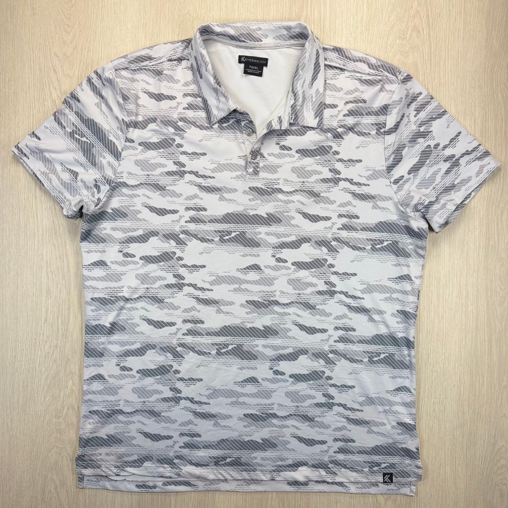 Golf Performance Kyodan Golf Mens XL Polo Shirt Grey White Camo Short Sleeve